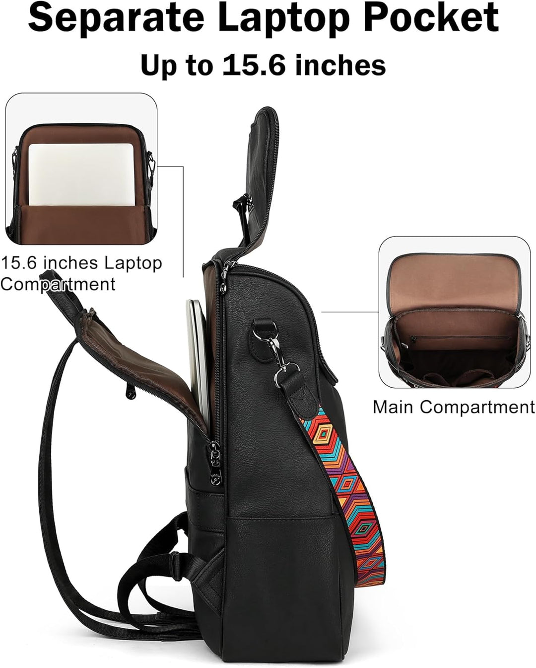 FADEON Mochila para computadora portátil para mujer, mochila de via...