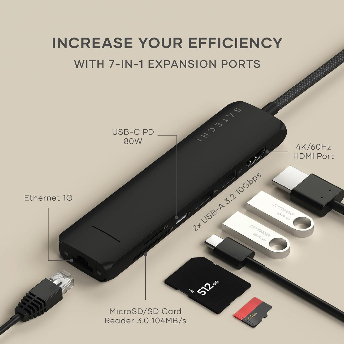 Satechi, ST-P7SK, hub USB