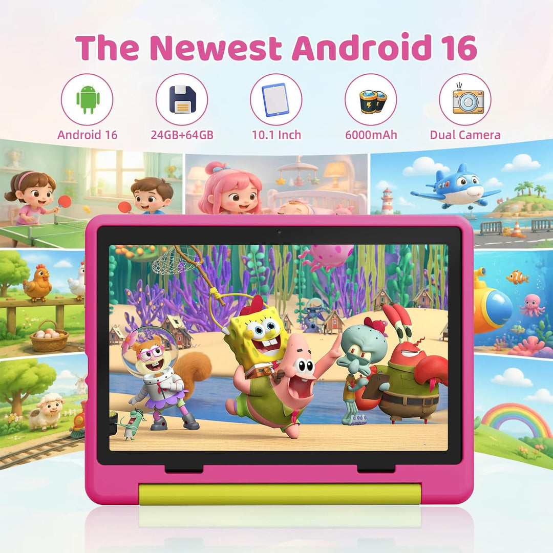 Gleeso Tableta para Niños Android 16, 24GB RAM 64GB ROM Tableta par...