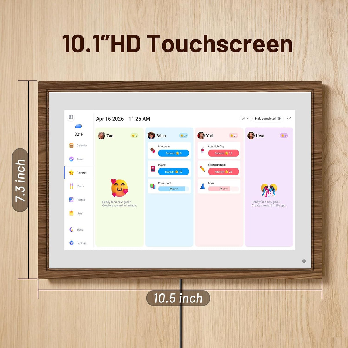 10.1" calendario digital pantalla táctil de pared, sin suscripción