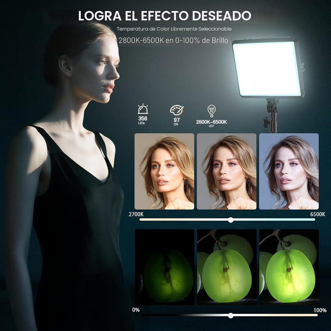 Paquete de 2 luces LED de video, luz NiceVeedi Studio, kit de ilumi...