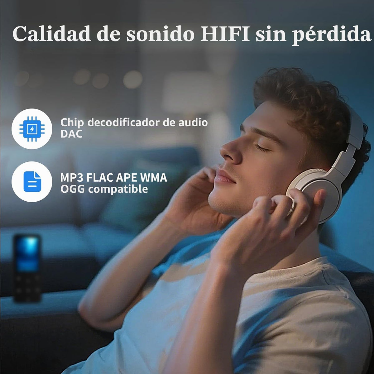 Reproductor MP3 de 144 GB con Bluetooth 5.2, auriculares incluidos (negro)