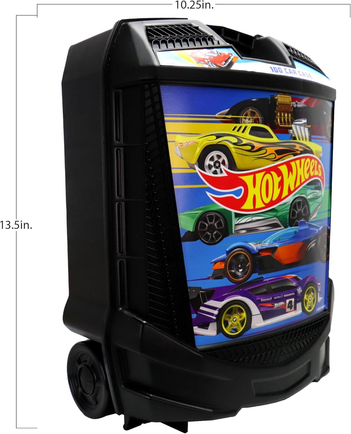Hot Wheels - Caja de almacenamiento con ruedas con mango retráctil, para 100 automóviles, modelo: 20135