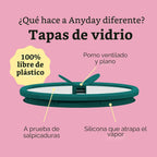 Anyday Juego de 2 recipientes de almacenamiento de alimentos de vidrio (2 tazas) con tapas de vidrio, juego de preparación de comidas sin plástico | Juego de recipientes de almacenamiento herméticos