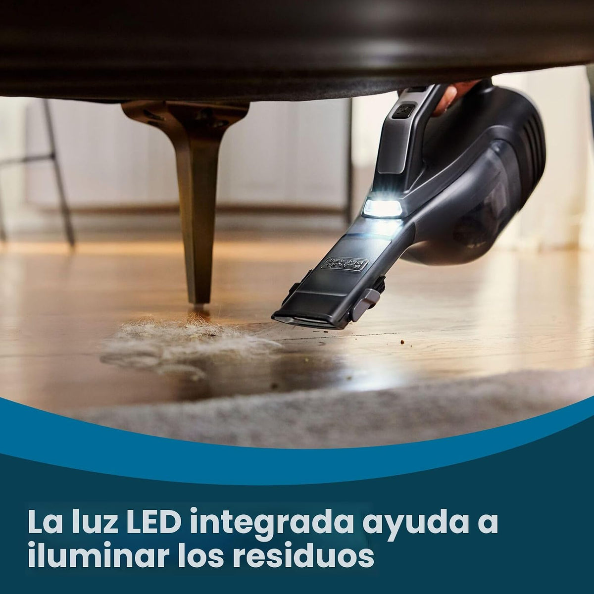 BLACK+DECKER Dustbuster Reveal - Aspiradora de mano inalámbrica, portátil, inalámbrica, luz LED, largo tiempo de funcionamiento, recargable y ligero, incluye herramienta para hendiduras