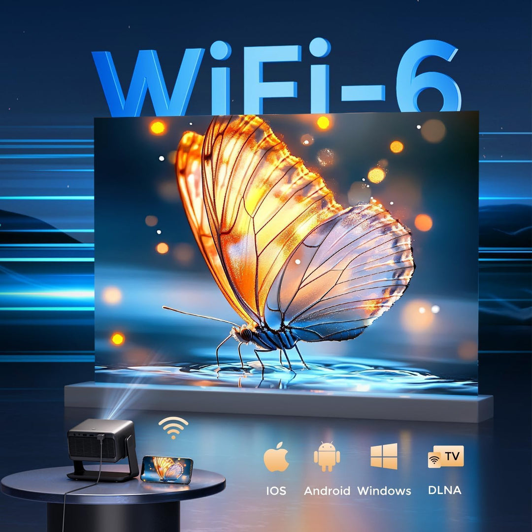 GooDee Proyector de video con WiFi y Bluetooth, proyector portátil...