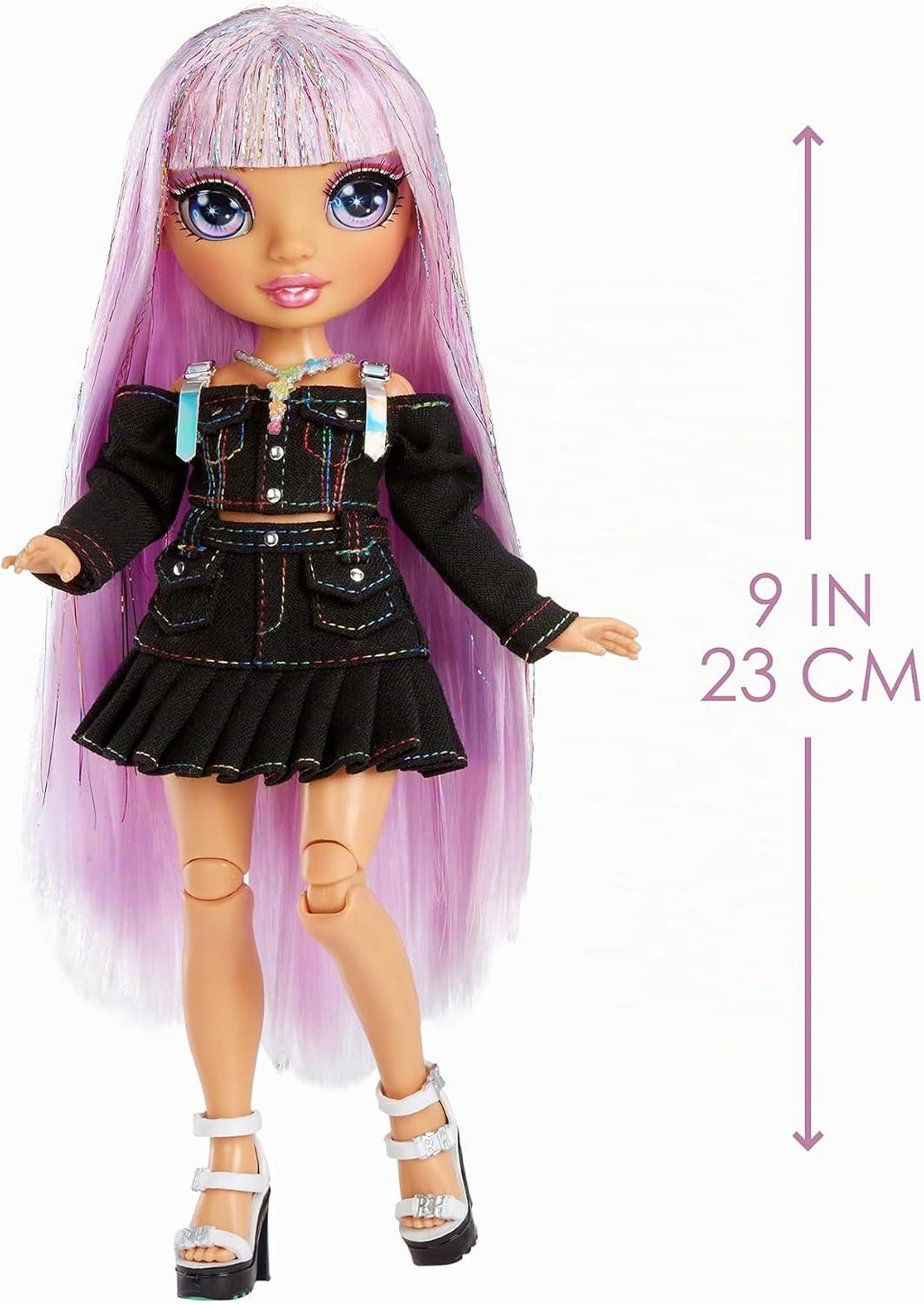 Rainbow High Avery Styles - Muñeca de moda posable de 9 pulgadas con accesorios y mochila, de 4 a 12 años