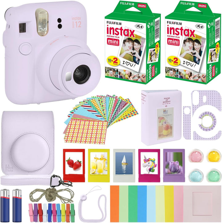 Cámara instantánea Fujifilm Instax Mini 12 color morado lila + estu...