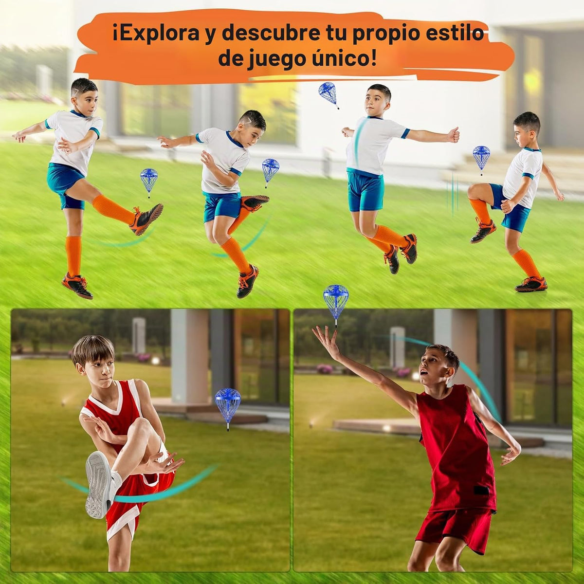 LEMATRIX Juguete de pelota rebotadora voladora 2025, juguete interactivo para exteriores controlado a mano con giro 3D, juguetes exteriores para niños de 6 a 12 años, regalos de cumpleaños para adolescentes, niños y niñas (azul)