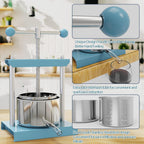 SQUEEZE master Tintura de queso, hierbas, frutas, vino, prensa manual -0.53 galones/2 litros de potencia de acero inoxidable y hierro para jugo, sidra, vino, aceite de oliva, azul