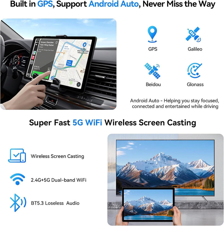 Tablet Android de 10 pulgadas, tableta Android 15 con teclado, mous...