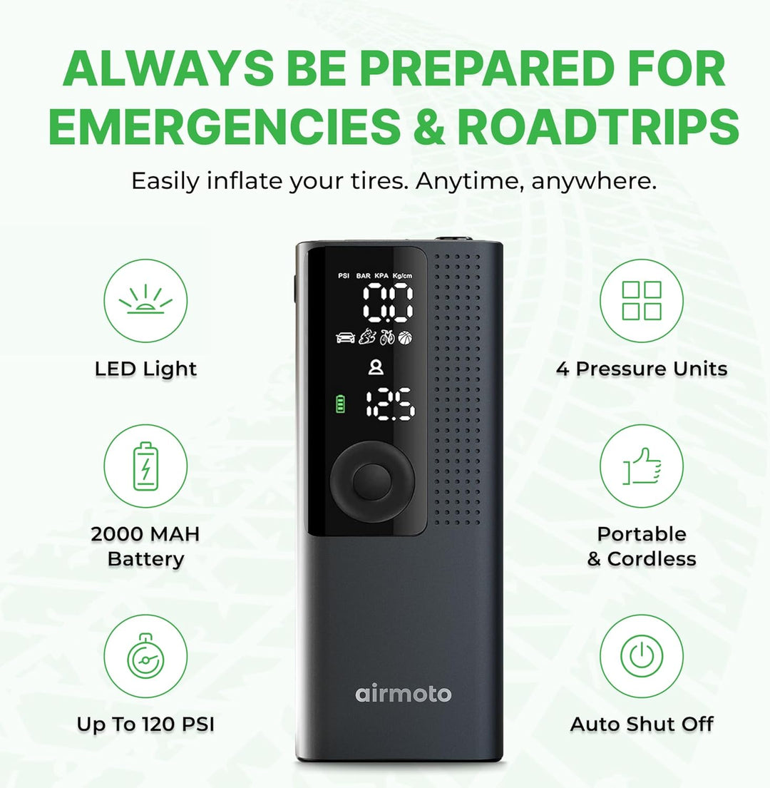 Airmoto Compresor de aire portátil para inflador de neumáticos, bom...