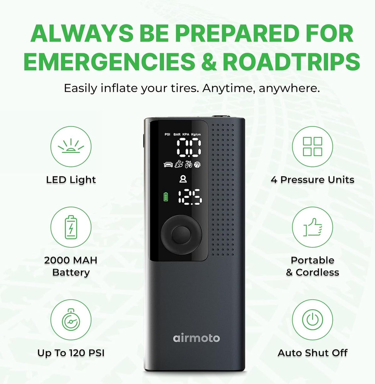 Airmoto Compresor de aire portátil para inflador de neumáticos, bom...