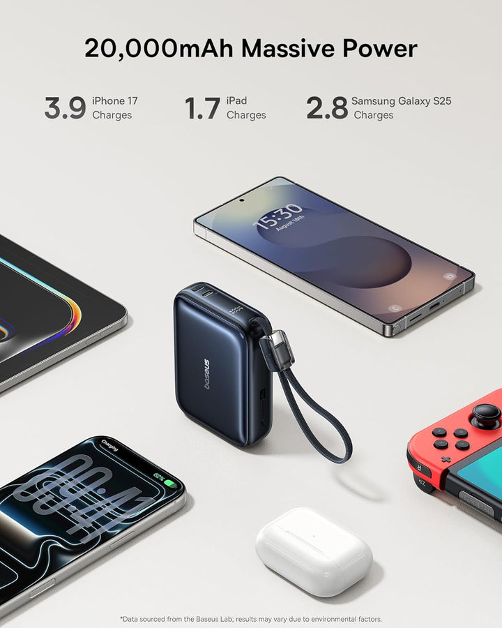 Baseus PicoGo AC22 Mini Power Bank, 20000mAh 45W PD Portable Charge...