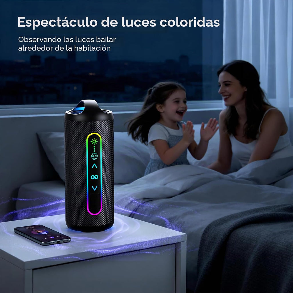 Altavoz Bluetooth portátil, sonido potente de 20 W con modos de ecualización, IPX6 impermeable, tiempo de reproducción de 20 horas, Bluetooth 5.4, TWS, luces LED, altavoces inalámbricos