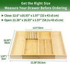 VaeFae Organizador de cajones de cubiertos de bambú, 6 ranuras, natural