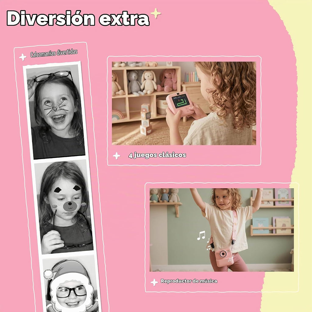 Cámara de impresión instantánea para niños, impresión térmica de tinta cero