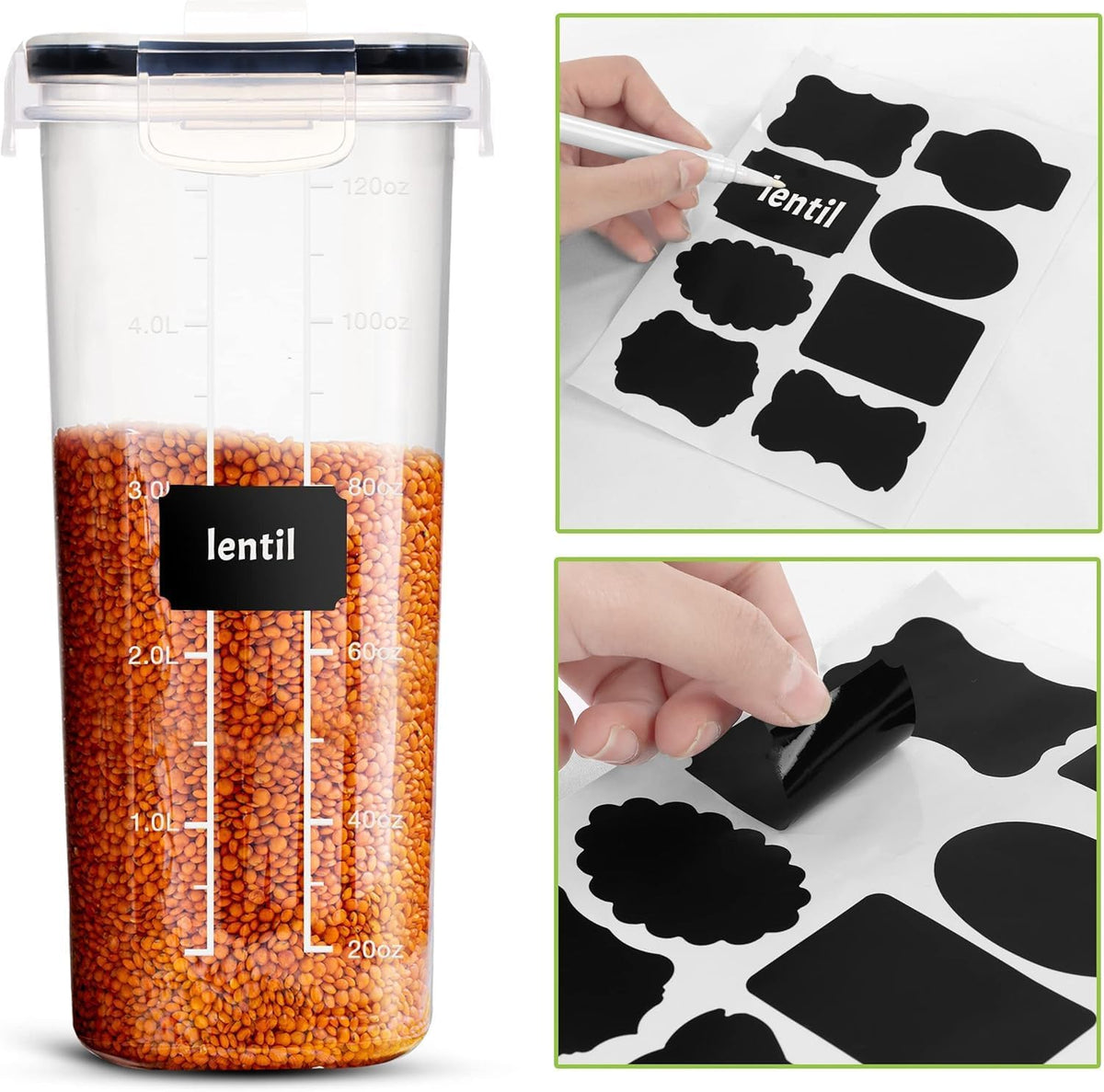 Utopia Kitchen - Juego de 4 recipientes para cereales con tapas, 4 unidades
