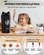 AFMAT Sacapuntas eléctrico PSX9, sacapuntas totalmente automático para niños, entrada y salida automática, para lápices de colores n.º 2 de φ7-0.315 in, recargable e inalámbrico