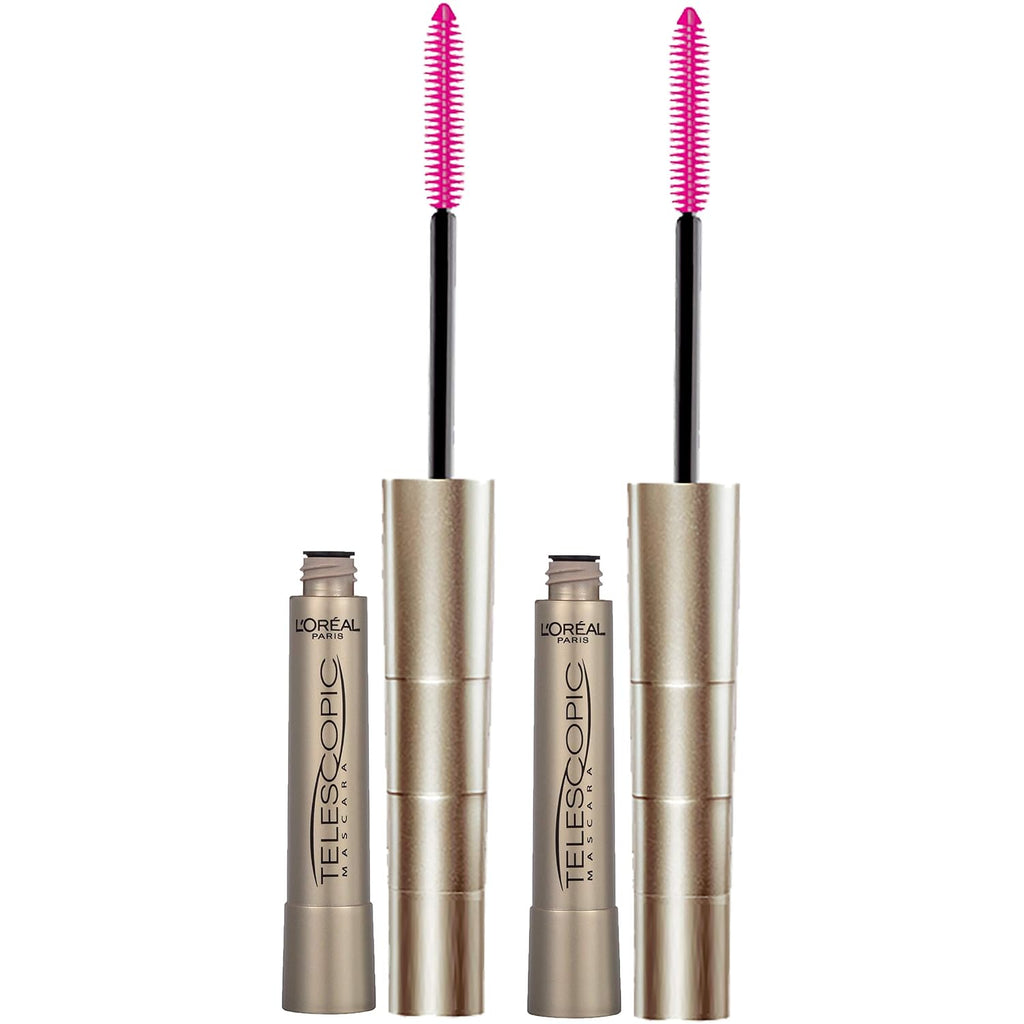 L'Oreal Paris Makeup Telescopic Original Alargamiento, Lavable negro, 0,27 fl oz (paquete de 2)