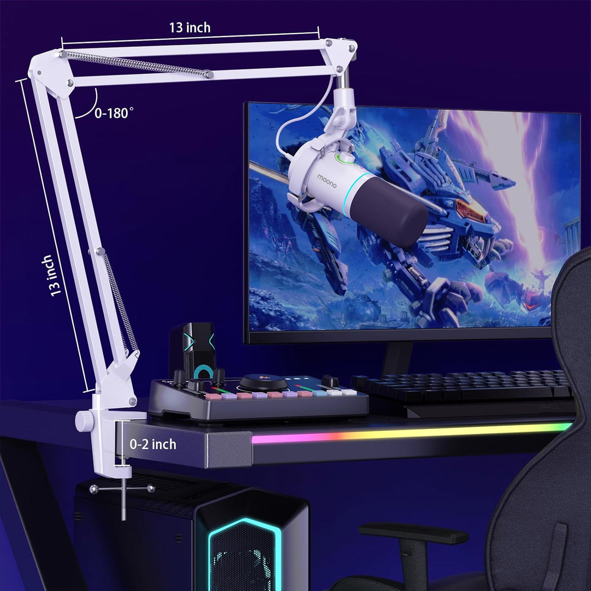 MAONO Kit de micrófono dinámico XLR\/USB, micrófono de podcast RGB...