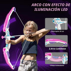 Bow y Arrow para Kids 4-6, LED Light Up Girls Archery Set