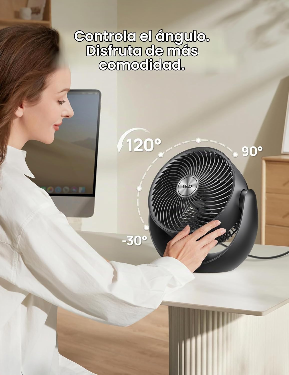 Dreo - Ventilador para dormitorio, circulador de aire de mesa para...