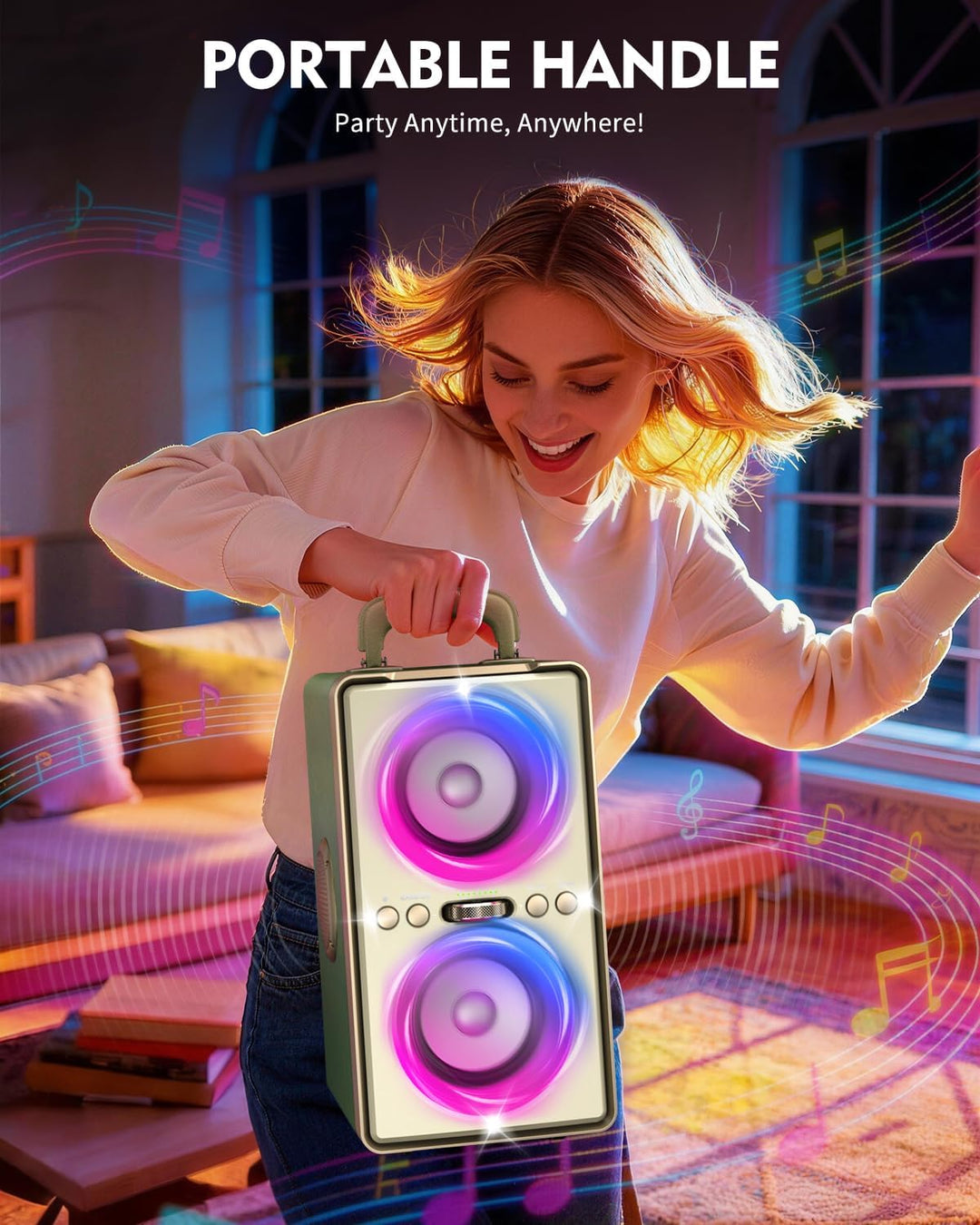 YIER Altavoz Bluetooth, altavoz de fiesta de pico de 240 W con grav...