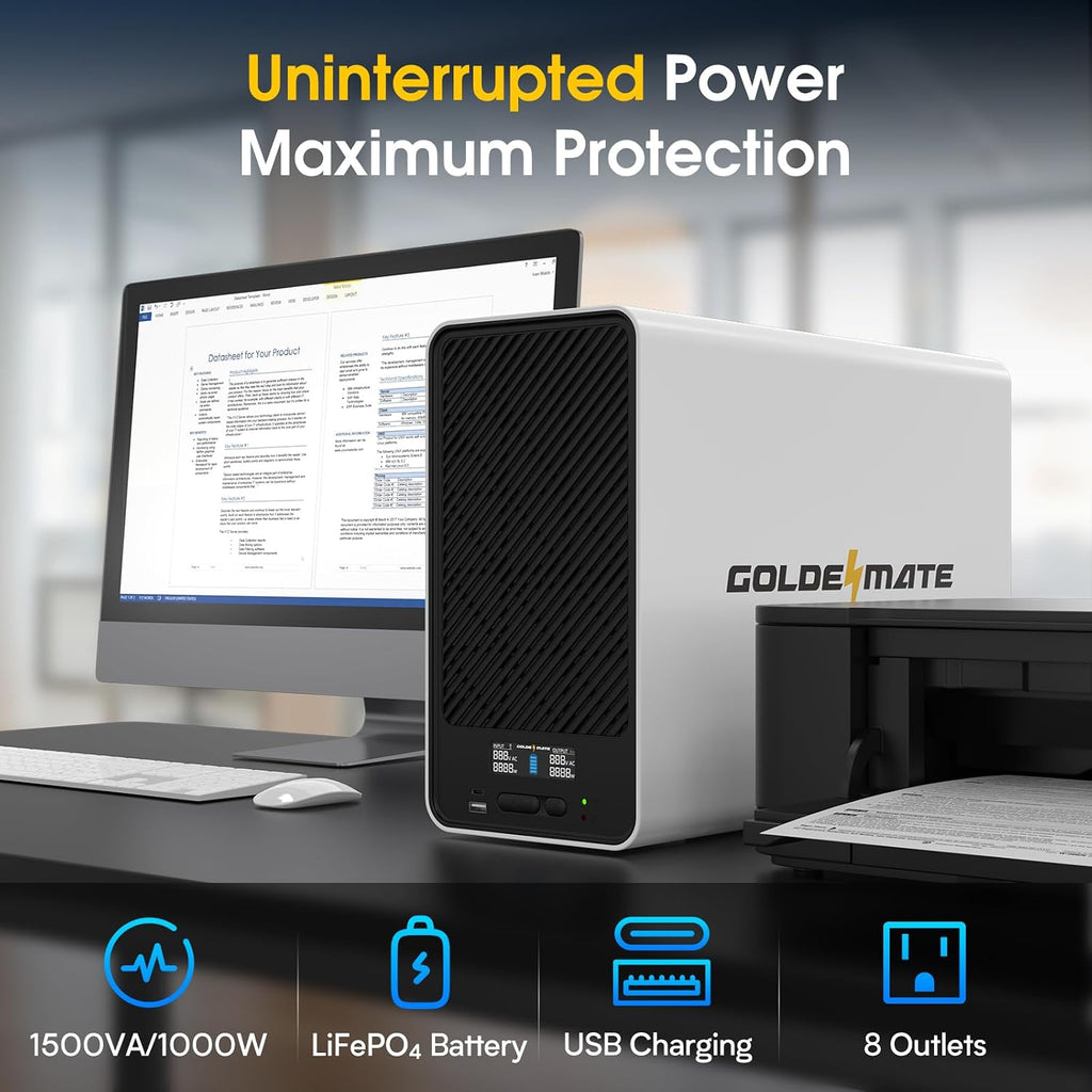 GOLDENMATE Batería de reserva y protector contra sobretensiones de batería