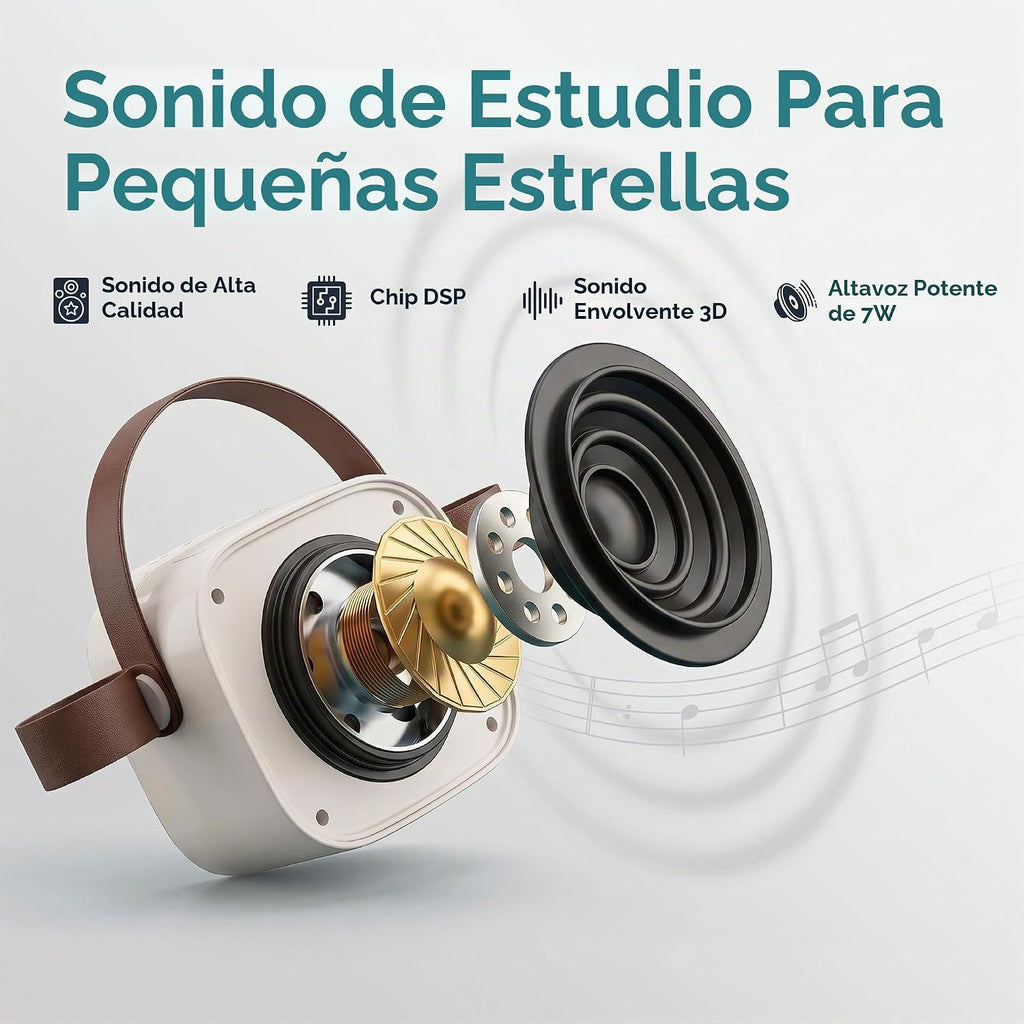 Máquina de karaoke para niños con 2 micrófonos inalámbricos, altavoz Bluetooth