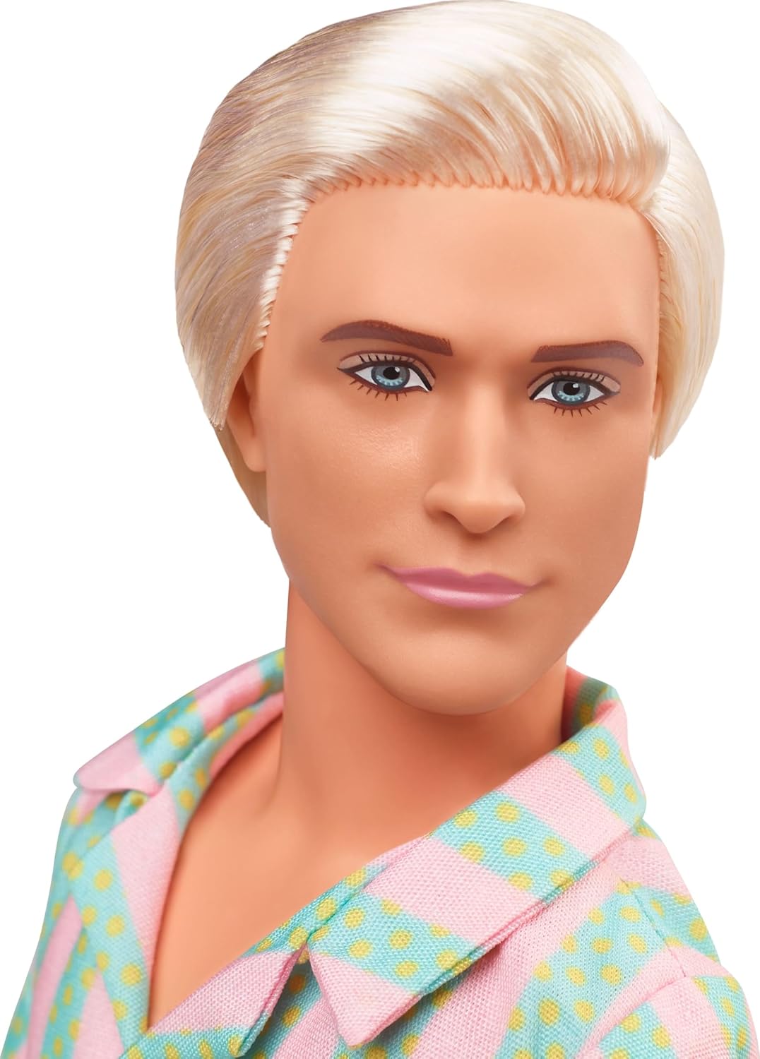 Barbie The Movie Ken Doll con juego de playa a rayas rosa pastel y...