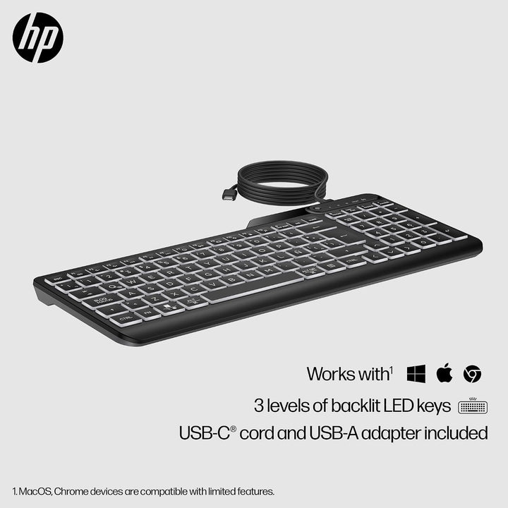 Teclado retroiluminado con cable HP 400 (cable gris) - Teclas ilumi...