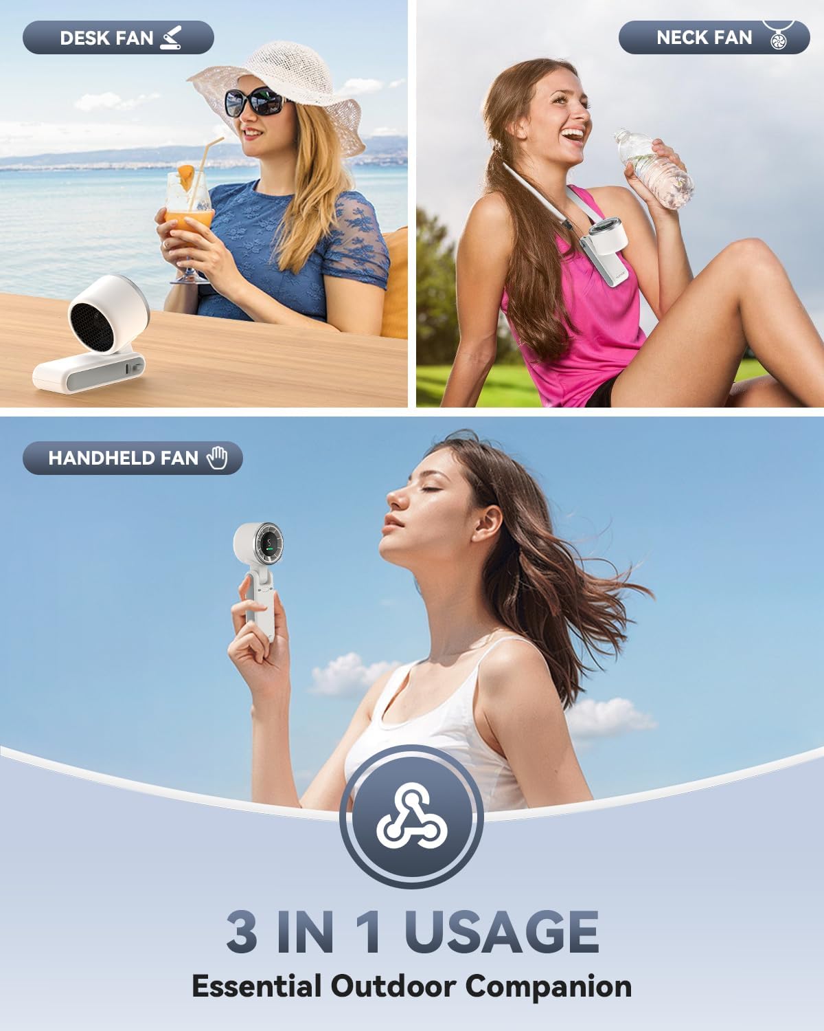 PlayHot Ventilador turbo portátil de mano, de 5 velocidades, funcio...