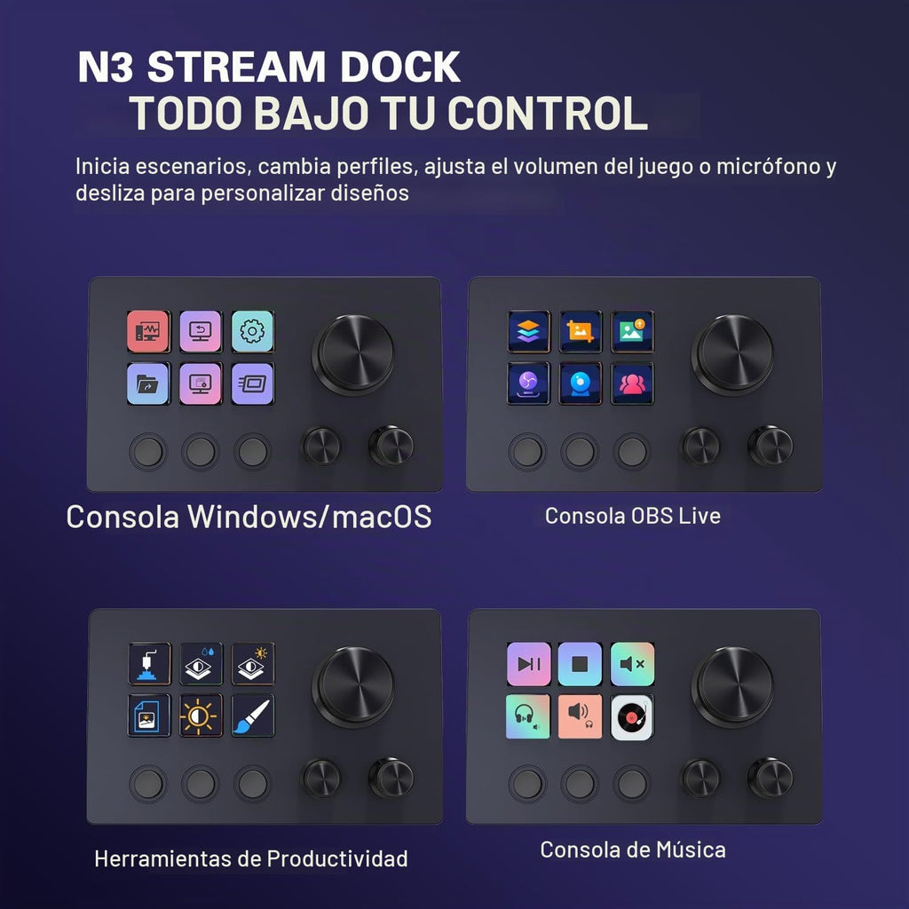 Stream Controller Deck with12 Customizable Macro Keypad a Trigger Actions en OBS Twitch YouTube para Content Creators Stream Dock compatible con PC & Mac N3 negro Macro Keypad