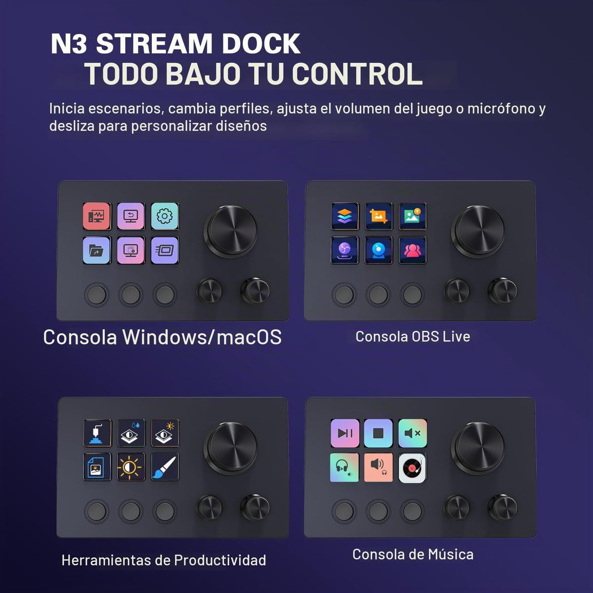 Stream Controller Deck with12 Customizable Macro Keypad a Trigger Actions en OBS Twitch YouTube para Content Creators Stream Dock compatible con PC & Mac N3 negro Macro Keypad