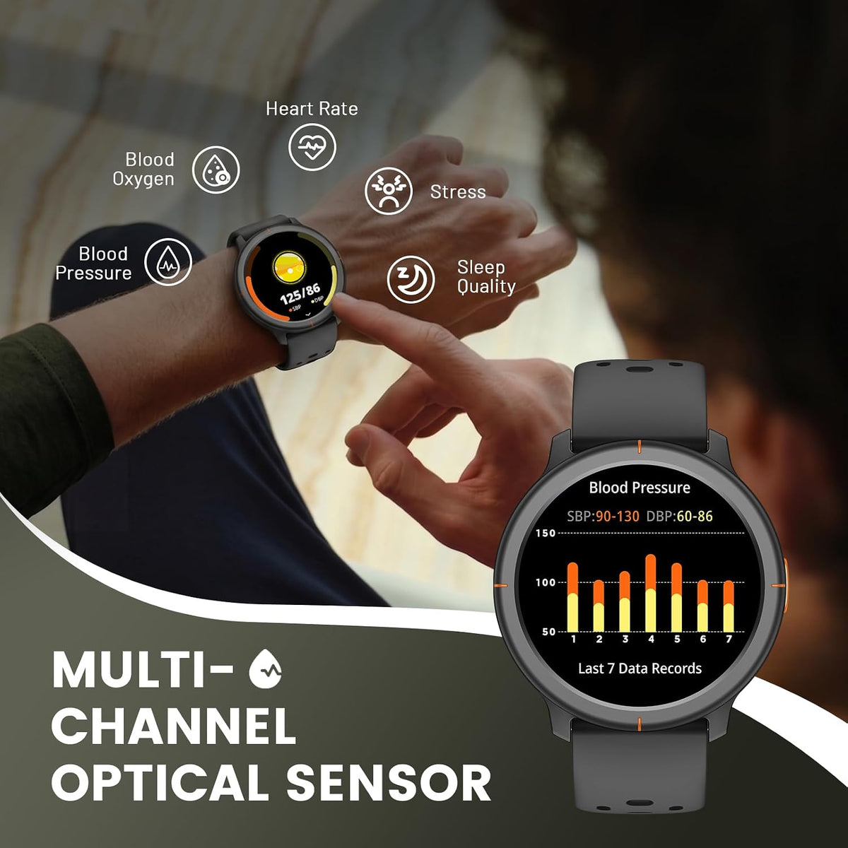 Smart Watch para Hombres y Mujeres, Llamadas Bluetooth, Rastreador de Actividad, Android iOS
