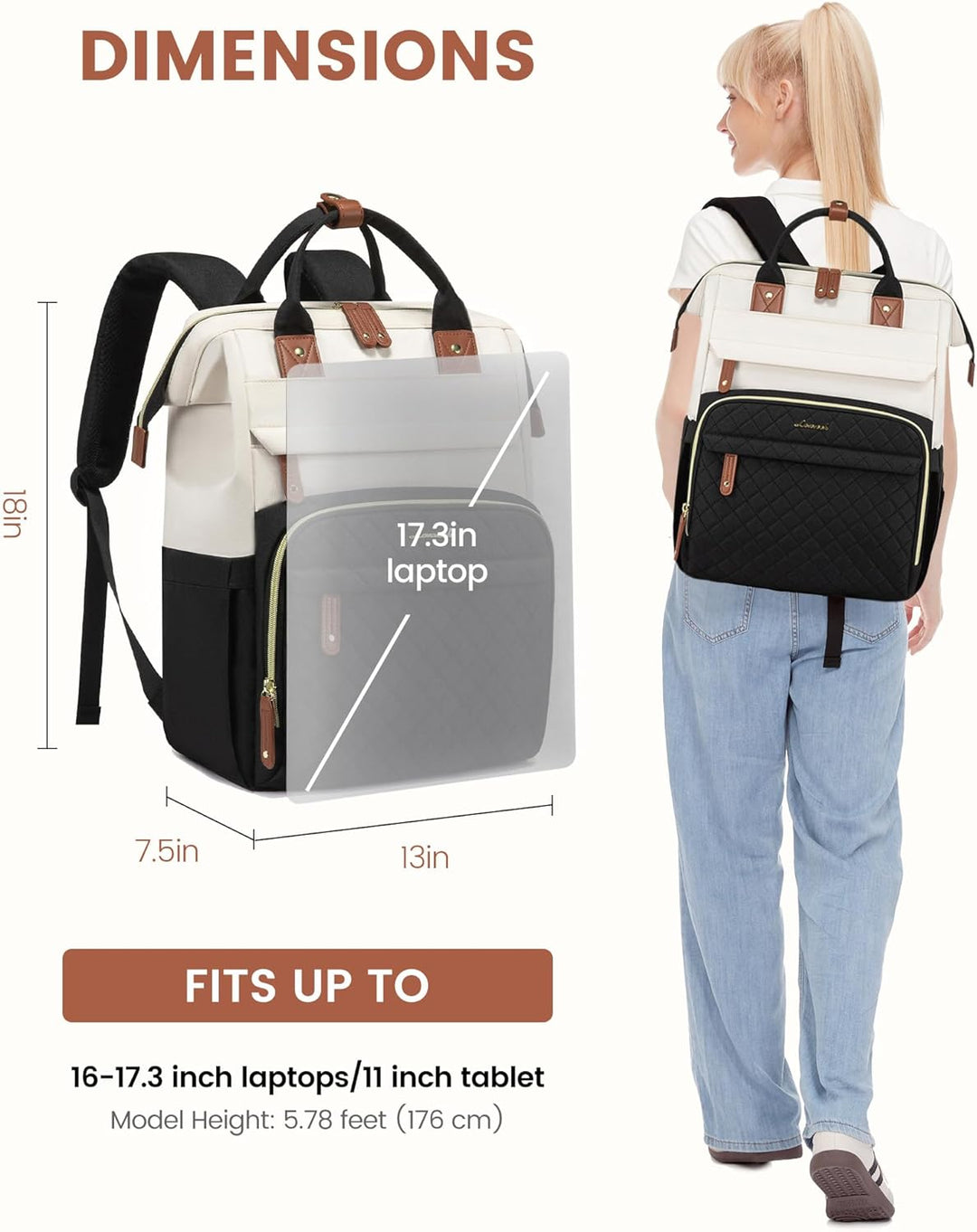 LOVEVOOK Mochila para Laptop para Mujeres, 17.3'' Impermeab...