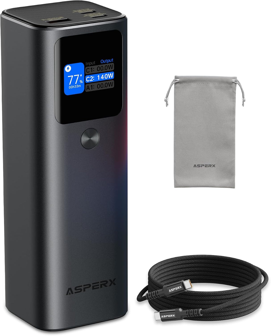 AsperX - Banco de energía para portátil, 27,600 mAh, 162,5 W, PD3.1...