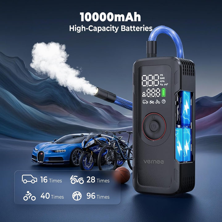 Vernee VP10PRO - Inflador de neumáticos, compresor de aire portátil...