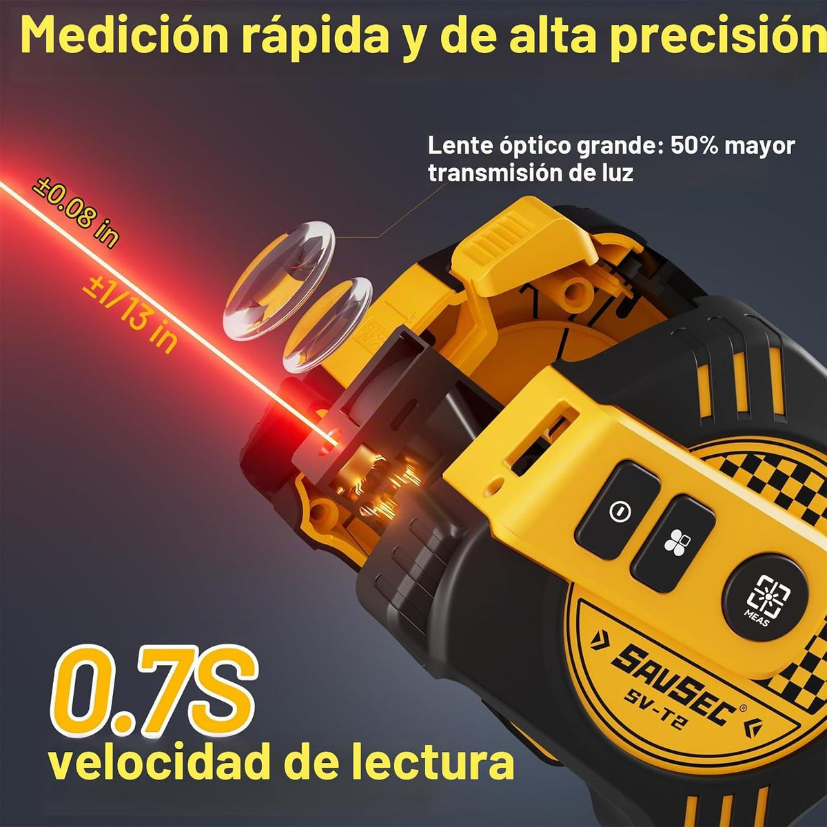 Cinta métrica láser 2 en 1 de 131 pies con cinta autobloqueante de