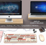FOPETT Combo de teclado y mouse inalámbricos, 2.4G de tamaño comple...
