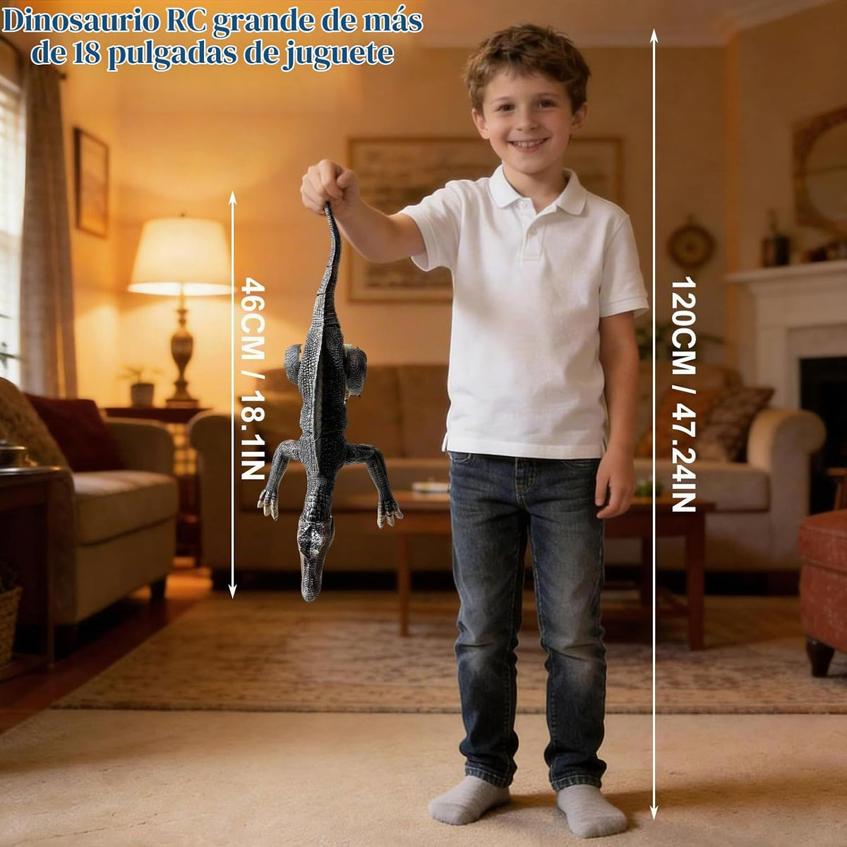 Juguetes de dinosaurio con control remoto para niños, juguete electrónico RC Spray Raptor, juguete para caminar, rugiente, espinosaurio jurásico, realista, 18.1 pulgadas, regalo de cumpleaños