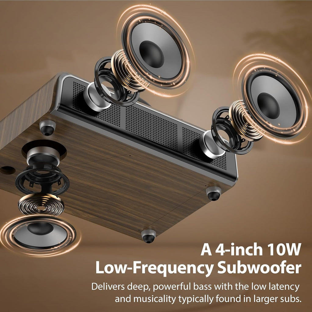 Reproductor de discos de vinilo 2.1 de 40 W, subwoofer de 4