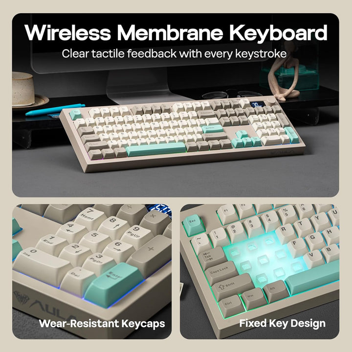 EPOMAKER Aula S102 PRO - Teclado de membrana para juegos con pantal...