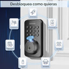 Ulecoce Cerradura de cerrojo con teclado de huellas dactilares con mango, Negro