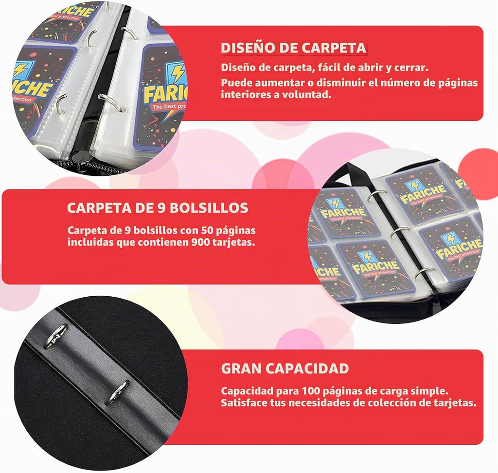 Carpeta de tarjetas coleccionables de 9 bolsillos para 900 tarjetas