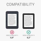 kwmobile Funda compatible con Barnes & Noble Nook Glowlight 4 / 4e - Funda de piel sintética con cierre magnético, soporte, correa, ranura para tarjetas, magnolias gris pardo/blanco/azul gris