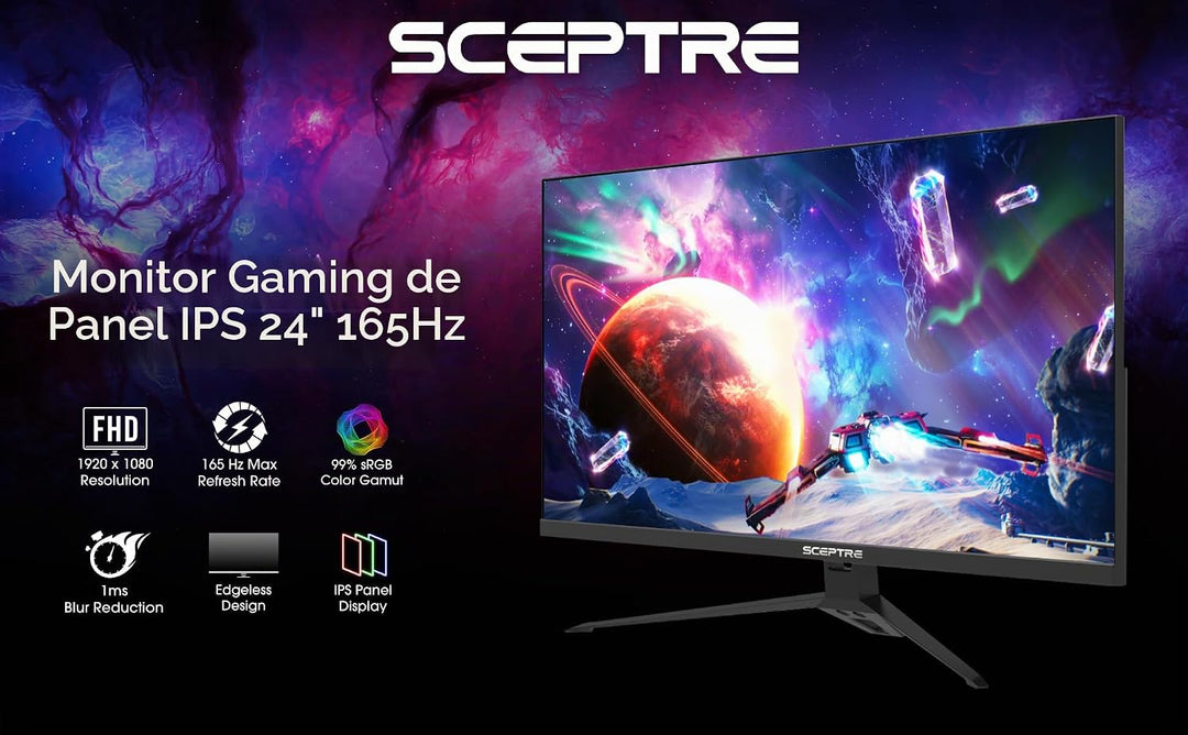 Sceptre Monitor para juegos IPS de 24 pulgadas, 165 Hz, 144 Hz, Ful...
