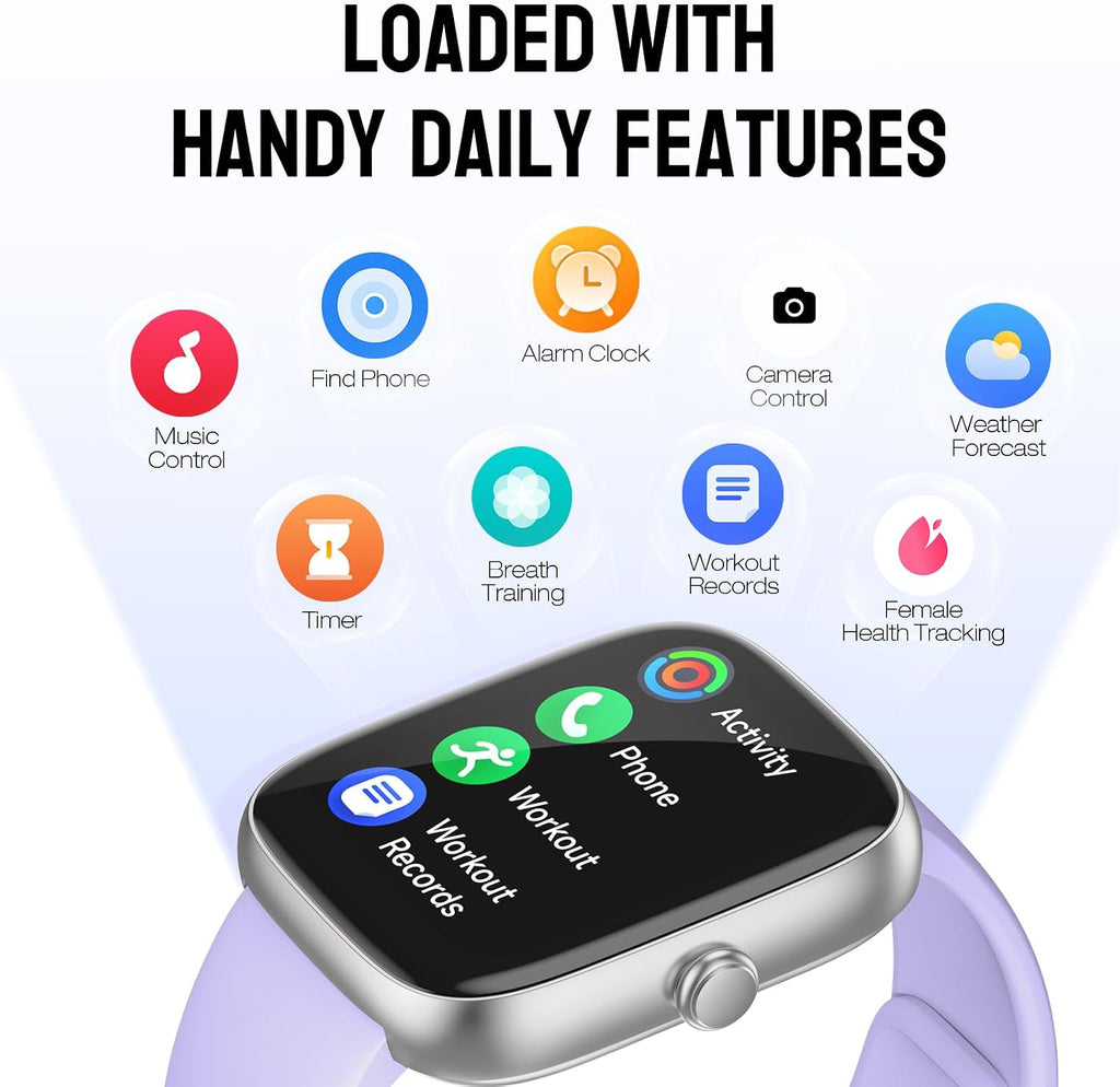 Reloj inteligente para mujer, rastreador de fitness HD de 1.83 pulgadas (respuesta/hacer llamadas) con monitor de frecuencia cardíaca 24/7/sueño/SpO2, resistente al agua IP68, más de 100 modos