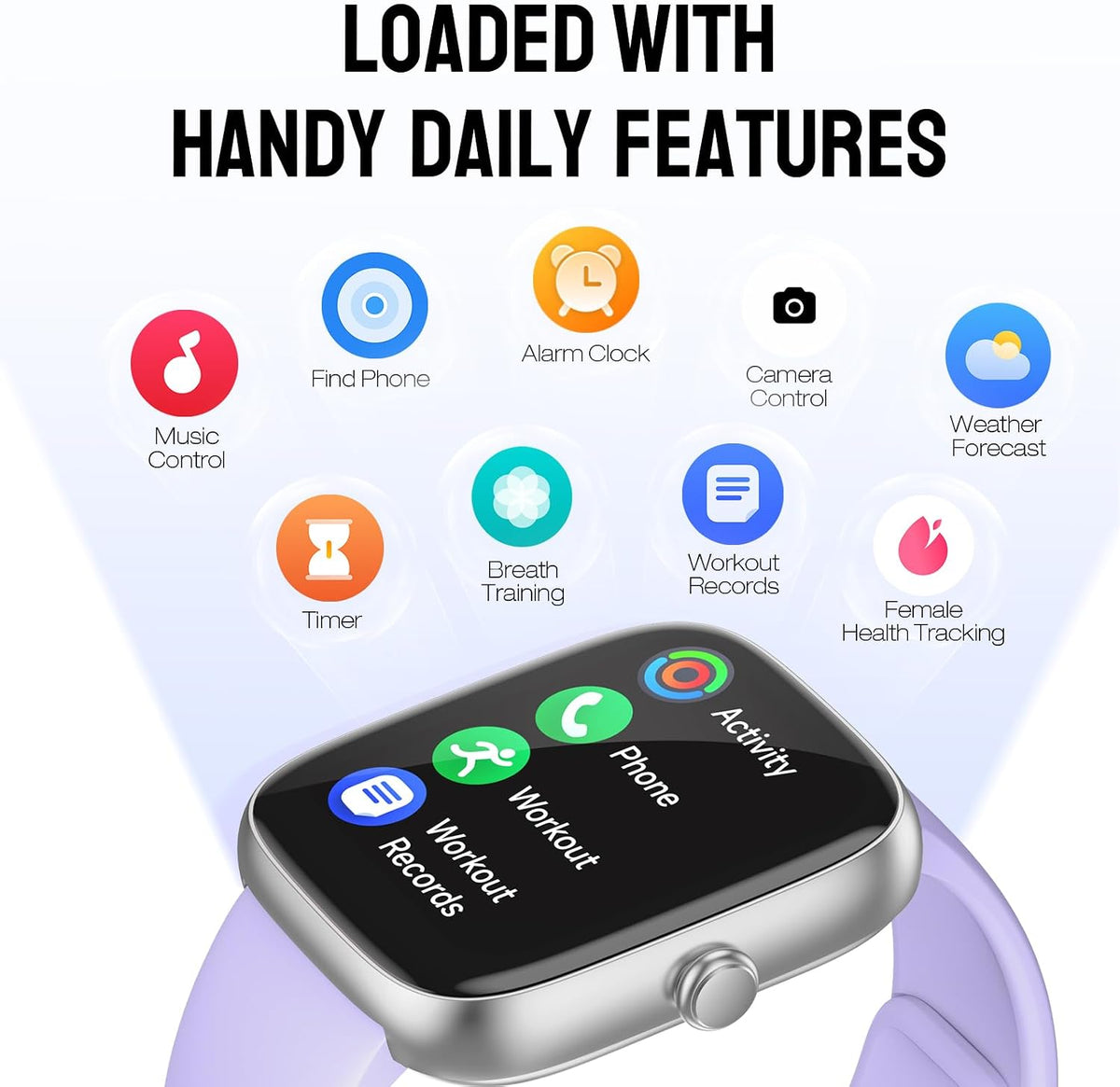 Reloj inteligente para mujer, rastreador de fitness HD de 1.83 pulgadas (respuesta/hacer llamadas) con monitor de frecuencia cardíaca 24/7/sueño/SpO2, resistente al agua IP68, más de 100 modos